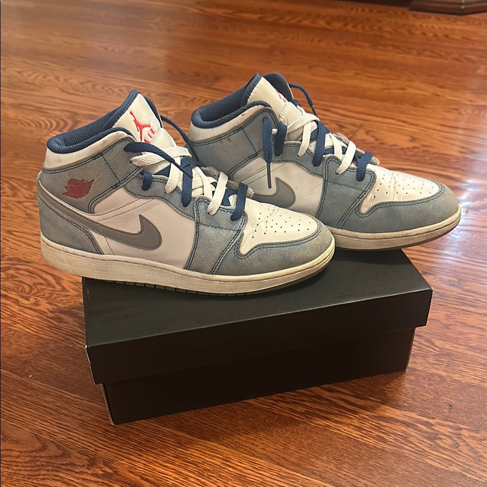 Nike Air Jordan 1 Mid SE French Blue Red White GS Size 7Y DR6235-401